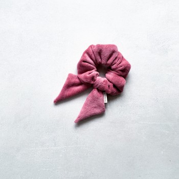 Vintage Pink Velvet Bow - welurowa gumka ze wstążką
